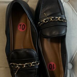 Nautica Black Loafers with Gold Chain